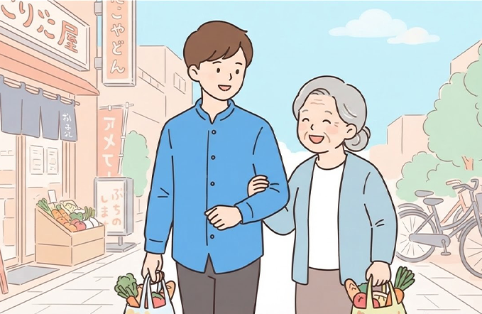 利用者様とスタッフが会話している様子